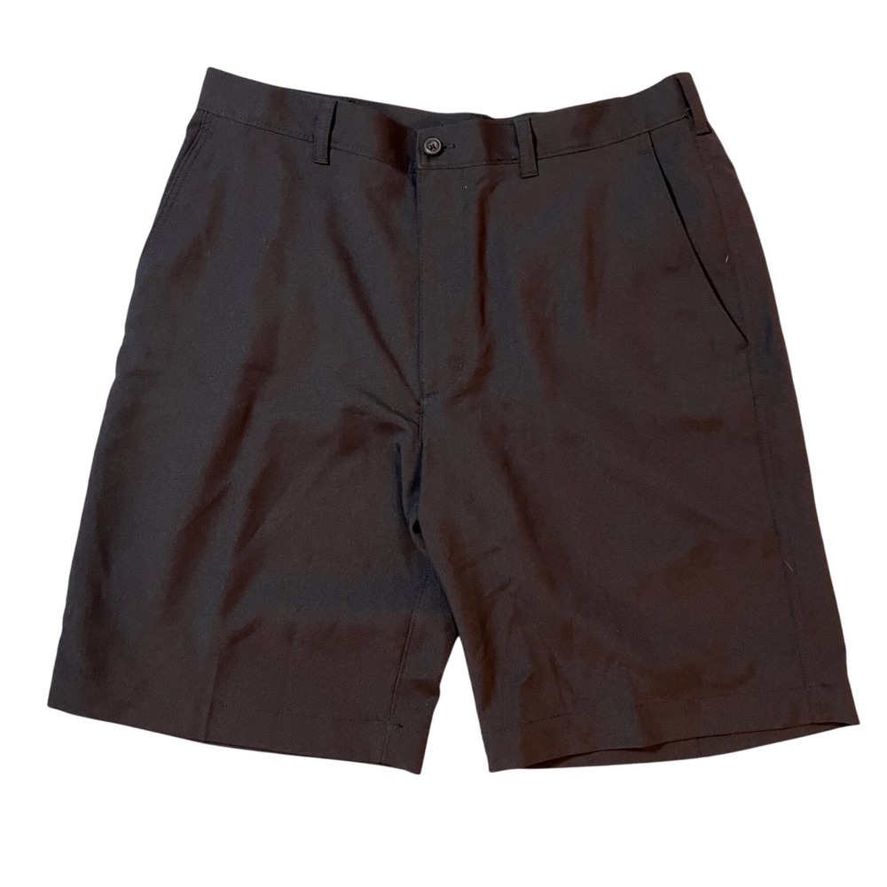 Haggar Cool 18 Pro Black Golf Performance Shorts Men's 34 Flat Front Stretch